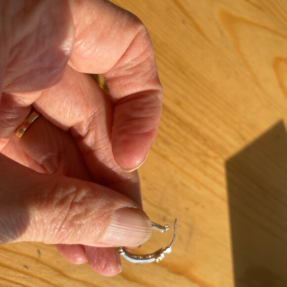 Genuine Diamond and 14k Gold Hoop Earrings - Picture 5 of 6